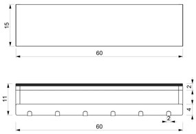 Porta asciugamani da parete con ripiano 10x60 cm bianco
