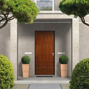 Porta blindata MASTER Great L 90 x H 210 cm in legno noce, apertura spingere a sinistra, falso telaio incluso