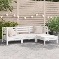 Divano da Giardino 3 Posti con Poggiapiedi Bianco Massello Pino 838055