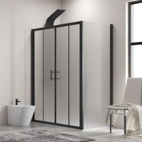 Kamalu - Box doccia 90x180 doppio scorrevole telaio nero vetro piumato | KFN6000SN