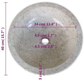 Lavandino in Marmo 40 cm Crema