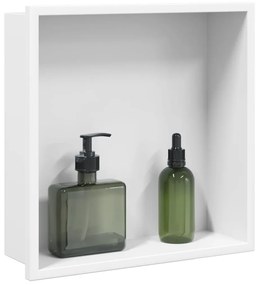 Nicchia Per Doccia Bianco Opaco 32x32x9cm İn Acciaio Inox /