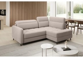 Divano angolare marrone chiaro allungabile/con contenitore (con penisola a destra/a L) e rivestimento in velluto Barea – ELTAP