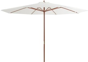 Ombrellone Da Esterni Con Palo İn Legno 350 Cm Bianco Sabbia /