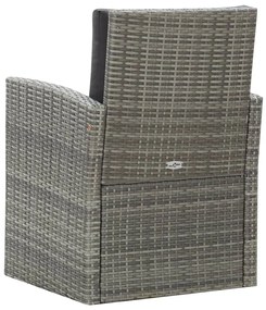 Set da Pranzo da Giardino 5 pz con Cuscini in Polyrattan Grigio