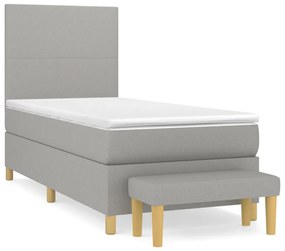 Giroletto a molle con materasso grigio chiaro100x200 cm tessuto
