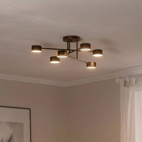 EMIBIG LIGHTING Plafoniera Modus 6, acciaio, 6 luci, GX53, nero