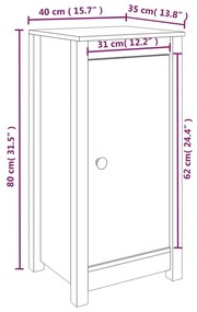 Credenza Nera 40x35x80 cm in Legno Massello di Pino