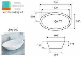 Kamalu - lavabo da appoggio ovale 70cm litos-369