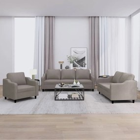 Set Di Divani 3 Pz Con Cuscini Tortora İn Tessuto /
