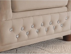 Divano angolare beige allungabile (con penisola a sinistra/a L) con rivestimento in velluto York Blik – Ropez