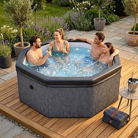 Vasca Idromassaggio Piscina Spa Semirigida Ottavia 4 Adulti 2 Bambini 1000 L 193x193x70 cm in PVC Grigio...