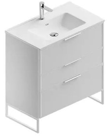 Mobile sottolavabo e lavabo Quadra bianco in mdf L 80 x H 93 x P 46 cm 1 vasca 3 cassetti