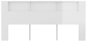 Testiera con scomparti bianco lucido 220x18,5x104,5 cm