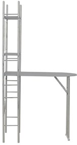 Set tavolo e sedie pieghevoli scaffale 3 pz mdf acciaio grigio