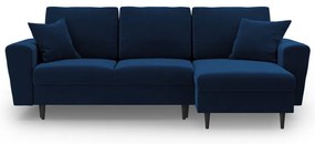 Divano angolare blu allungabile e con contenitore con rivestimento in velluto Kyoto – Cosmopolitan Design