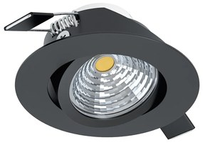 Faretto Ad Incasso Moderno Saliceto In Alluminio Nero Led Integrato 6W 2700K