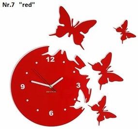 Orologio da parete decorativo con farfalle volanti Rosso
