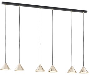 Sospensione Minimal Skadi 6 Luci In Acciaio Oro