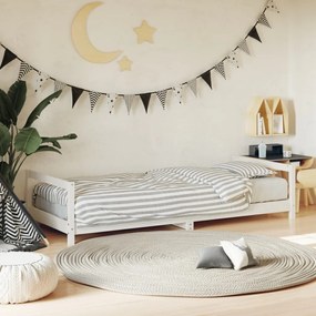 Giroletto Per Bambini Bianco 90x190cm İn Legno Massello Di Pino /