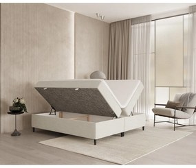 Letto boxspring crema con contenitore 140x200 cm Araya - Maison de Rêve