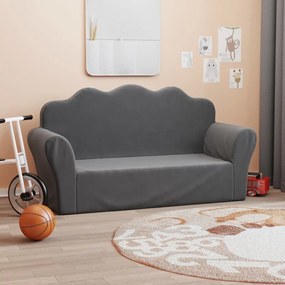 Divano Per Bambini A 2 Posti Antracite İn Morbido Peluche /