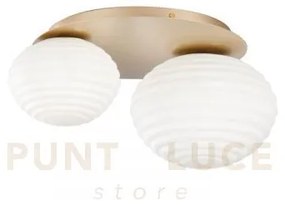Plafoniera ripple oro 2 luci attacco e27 45x21,5x35cm  in vetro sof...