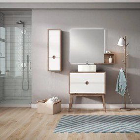 Mobile sottolavabo e lavabo Kompas per vasca centrale rovere e bianco L 80 x P 80 cm 2 cassetti