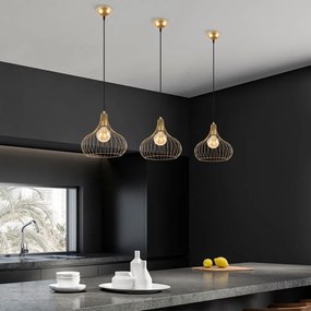 Lampadario dorato con paralume in metallo ø 22 cm Teldemia – Opviq lights