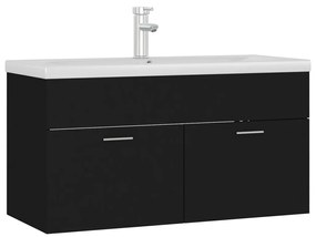 Mobile con lavabo integrato nero in legno multistrato