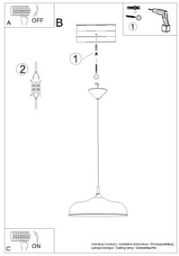 Sollux SL.1330 - Lampadario a sospensione con filo GINA 1xE27/15W/230V diametro 38 cm nero