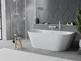 Mexen Oval Slim vasca autoportante a parete 170 x 80 cm, bianca, troppo pieno bianco - 52661708000-20