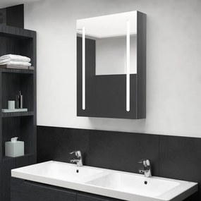 Armadietto Bagno Con Specchio E Led Grigio Lucido 50x13x70 Cm /