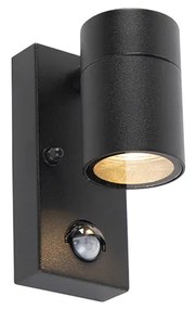 Lampada da parete per esterni nera con sensore di movimento IP44 - Solo
