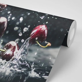 Carta da parati – Ciliegie mature nell'acqua
