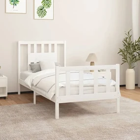 Giroletto con testiera bianco legno massello di pino 90x200 cm