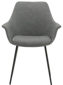 Set di sedie MIRASIERRA in similpelle grigio e gambe in metallo nero, con braccioli
