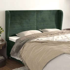 Testiera Ad Orecchio Verde Scuro 183x23x118/128cm İn Velluto /