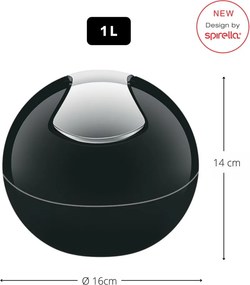 Cestino per la spazzatura nero in plastica 1 l Bowl – Spirella