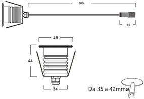 Faretto LED 3W IP68 per Piscine e Fontane Tondo Professional Colore Bianco Caldo 2.700K