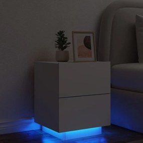 Comodino Con Luci Led Bianco İn Legno Multistrato /