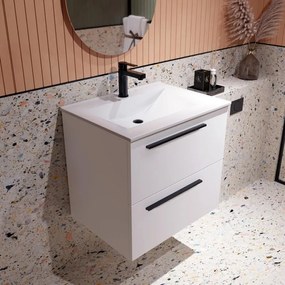 Lavabo a incasso rettangolare vasca centrale Flat L 61 x H 18 x P 46 cm in ceramica bianco lucido