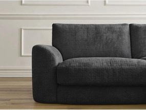 Divano angolare nero (con penisola a destra/con chaise lounge) con rivestimento in ciniglia Leonore – Bobochic Paris