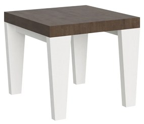 Tavolo allungabile Spimbo Mix piano e gambe in diverse finiture, Noce / Bianco Frassino / 90x90/246 cm