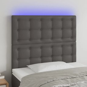 Testiera A Led Grigio 80x5x118/128 Cm İn Similpelle /