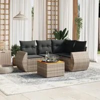 Set Divano da Giardino 5 pz con Cuscini Grigio in Polyrattan 3257320