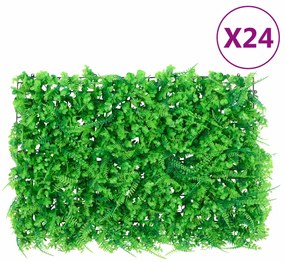 Recinzione Foglie Felce Artificiali 24 Pz Verde 40x60 Cm /