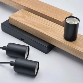 Lampadario a sospensione con filo CORTINA 4xE27/15W/230V nero/quercia