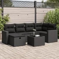 Set Divani da Giardino con Cuscini 7pz Nero Polyrattan 3325391