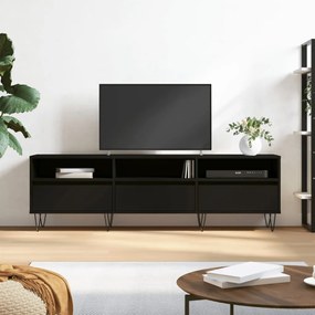 Mobile Porta Tv Nero 150x30x44,5 Cm İn Legno Multistrato /